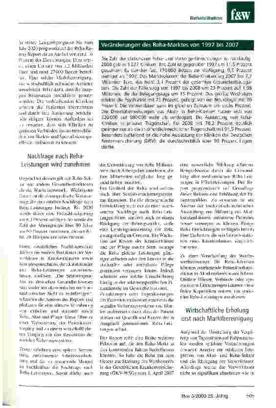 Vorschauseite 2: Reha Rating Report: Jede sechste Klinik stirbt
