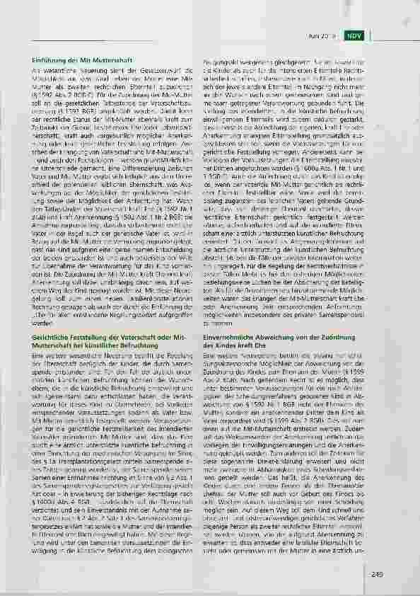 Vorschauseite 2: Der Diskussionsteilentwurf für eine Reform des Abstammungsrechts - ein Überblick