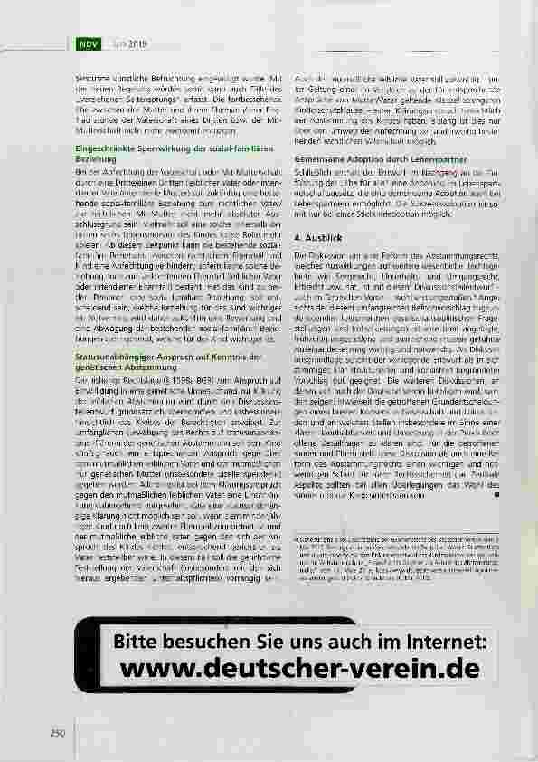 Vorschauseite 3: Der Diskussionsteilentwurf für eine Reform des Abstammungsrechts - ein Überblick