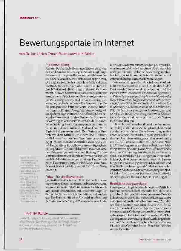 Vorschauseite 1: Bewertungsportale im Internet