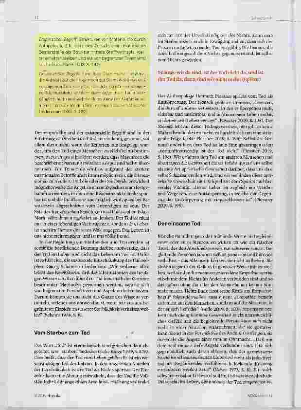 Vorschauseite 2: Zur Phänomenologie des Todes