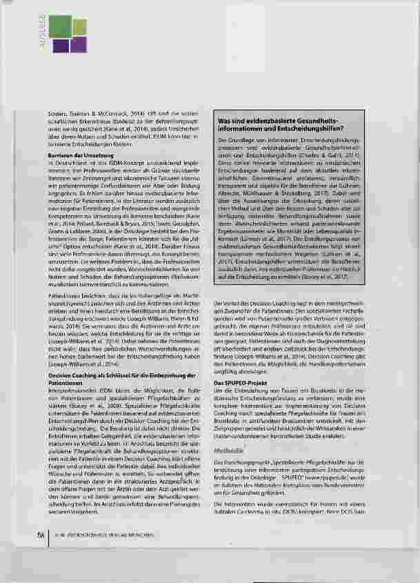 Vorschauseite 2: Decision Coaching durch spezialisierte Pflegefachkräfte Umsetzung der informierten gemeinsamen Entscheidungsfindung in der Onkologie