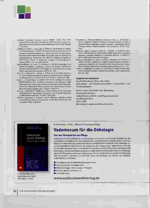 Vorschauseite 6: Decision Coaching durch spezialisierte Pflegefachkräfte Umsetzung der informierten gemeinsamen Entscheidungsfindung in der Onkologie