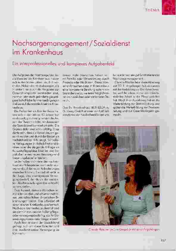 Vorschauseite 1: Nachsorgemanagement/Sozialdienst im Krankenhaus
