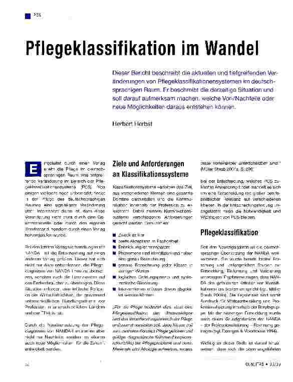 Vorschauseite 1: Pflegeklassifikation im Wandel