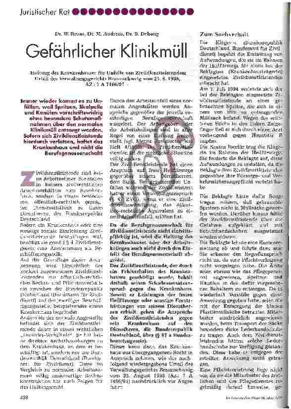 Vorschauseite 1: Gefährlicher Klinikmüll
