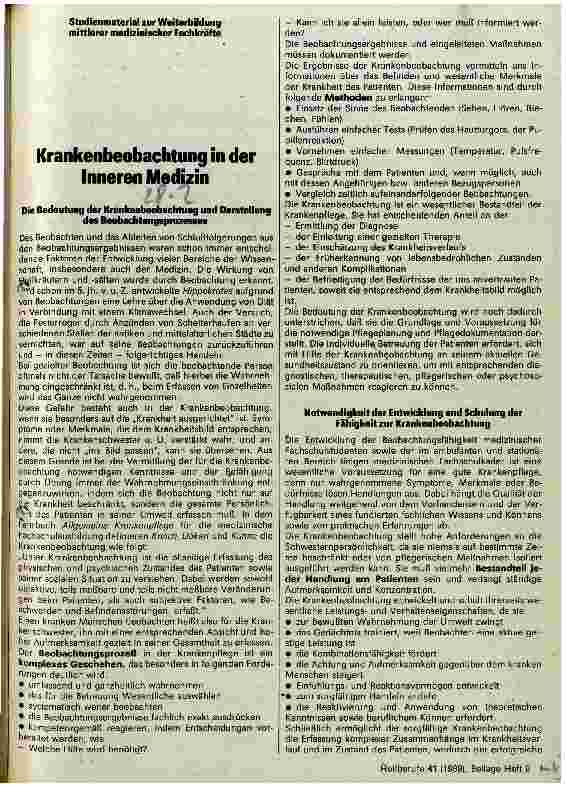 Vorschauseite 1: Krankenbeobachtung in der Inneren Medizin Studienmaterial zur Weiterbildung