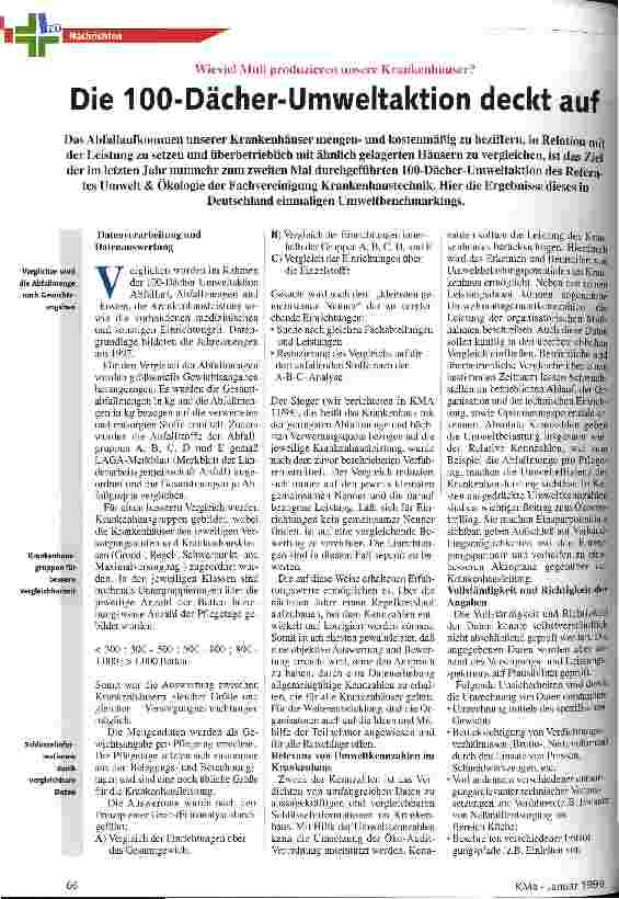 Vorschauseite 1: Wieviel Müll produzieren unsere Krankenhäuser? Die 100-Dächer-Umweltaktion deckt auf