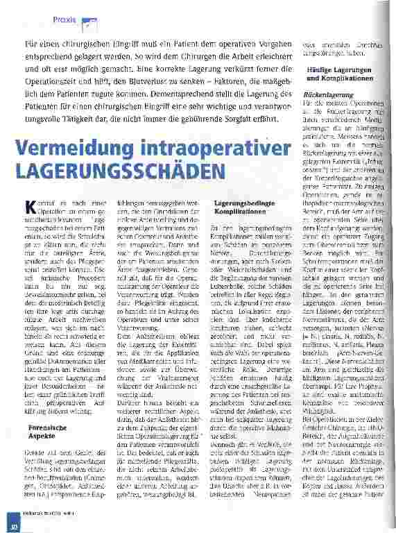 Vorschauseite 1: Vermeidung intraoperativer Lagerungsschäden