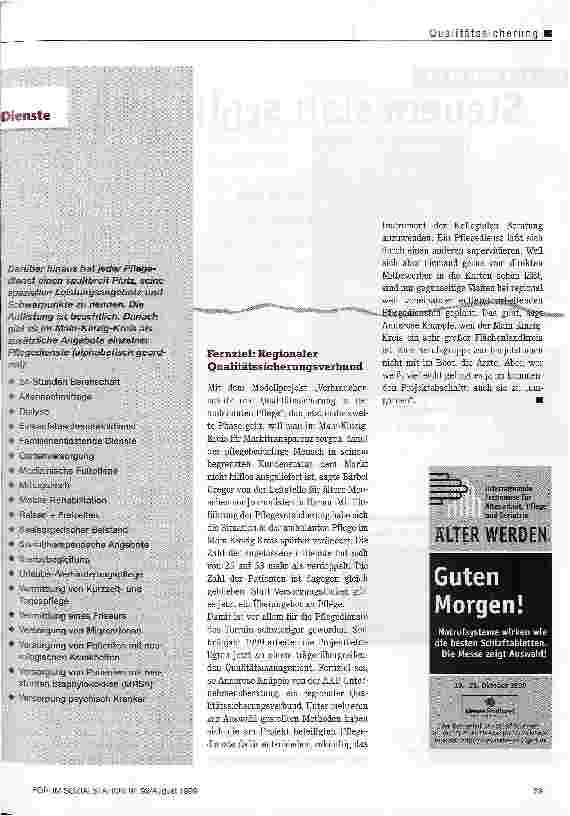 Vorschauseite 4: Pflegedienste im Blick der Verbraucher Main-Kinzig-Kreis präsentiert Projektkonzept und Leitfaden für Pflegekunden