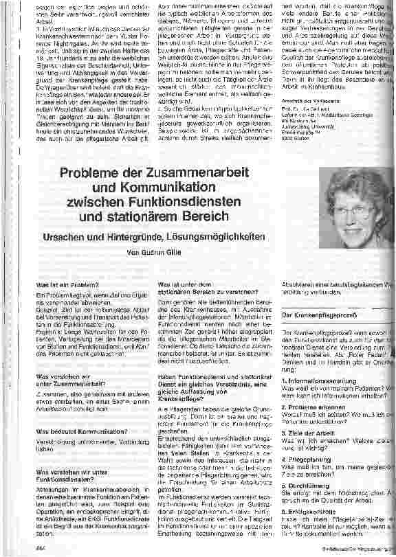 Vorschauseite 1: Probleme der Zusammenarbeit und Kommunikation zwischen Funktionsdiensten und stationärem Bereich // Ursachen, Hintergründe,Lösungsmöglichkeiten