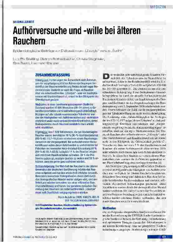 Vorschauseite 1: Aufhörversuche und -wille bei älteren Rauchern