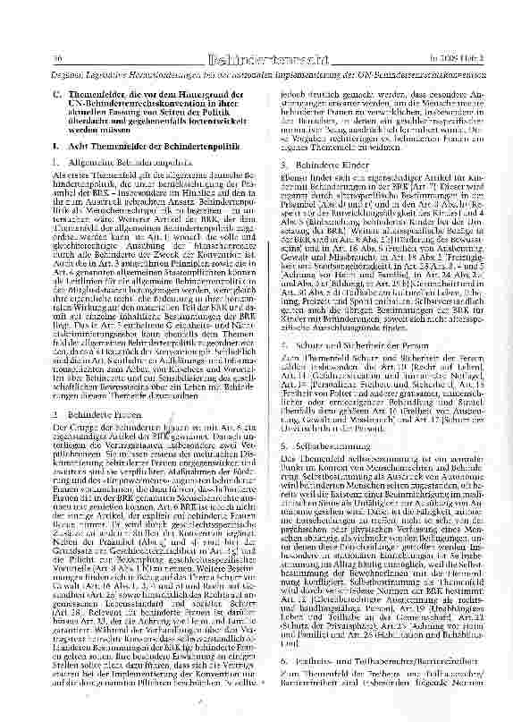 Vorschauseite 3: Welche legislativen Herausforderungen bestehen in Bezug auf die nationale Implementierung der UN-Behindertenrechts konvention in Bund und Ländern?