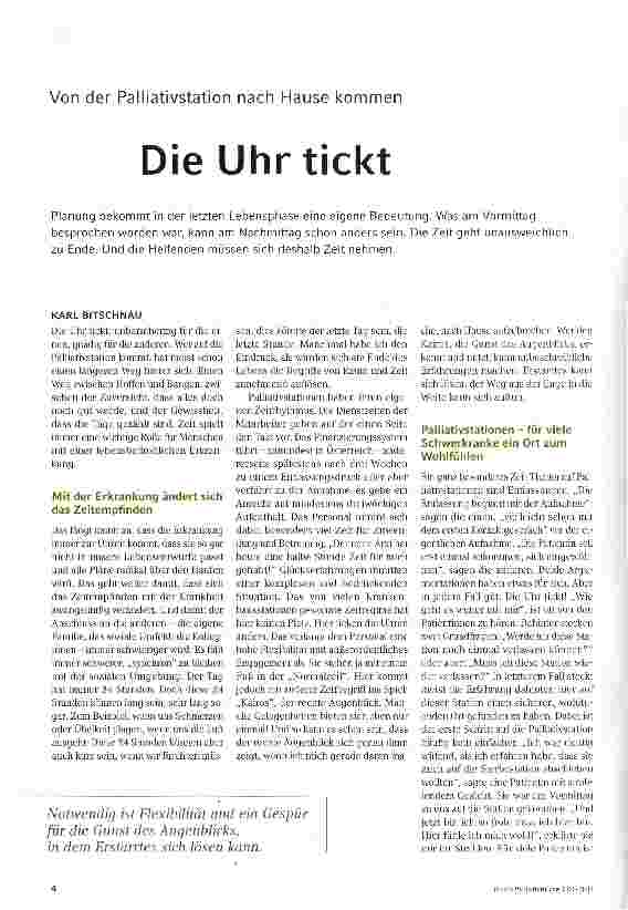 Vorschauseite 1: Von der Palliativstation nach Hause kommenDie Uhr tickt