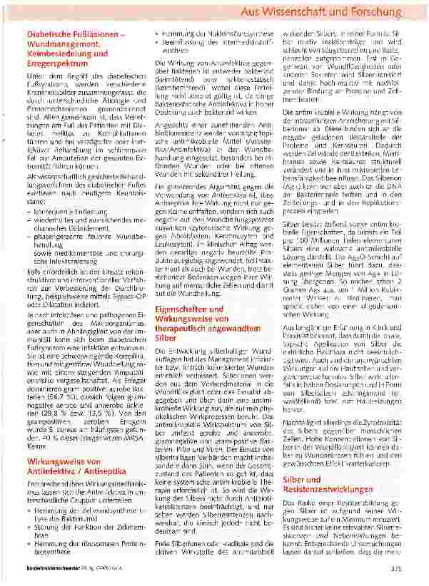 Vorschauseite 3: Die Lokaltherapie infizierter und infektionsgefährdeter chronischer Wunden mit silberhaltigen Wundauflagen