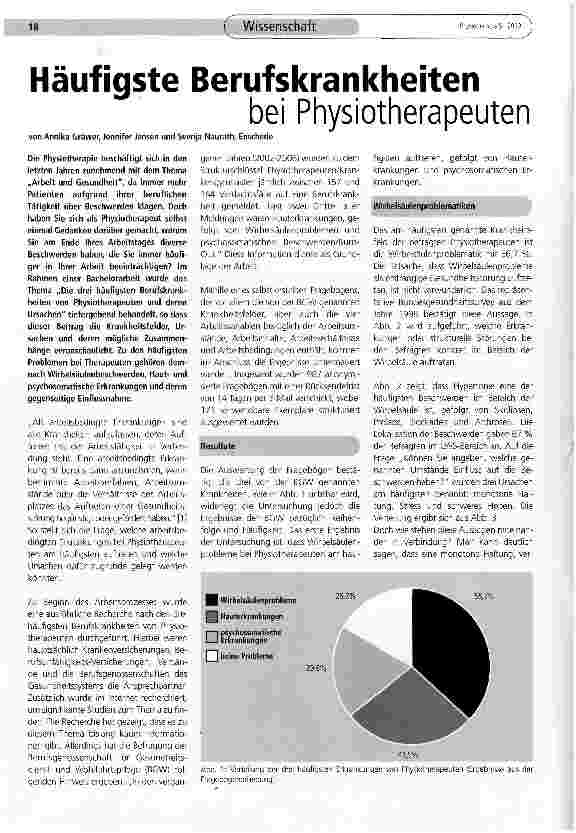 Vorschauseite 1: Häufigste Berufskrankheiten bei Physiotherapeuten