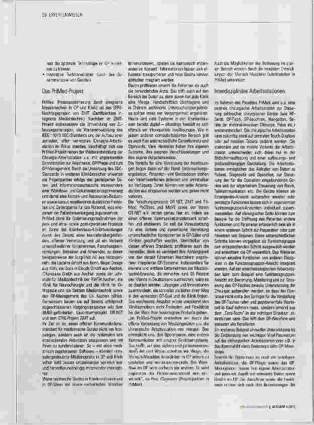 Vorschauseite 2: PriMed Interdisziplinäre Arbeitsstationen für den OP 4.0