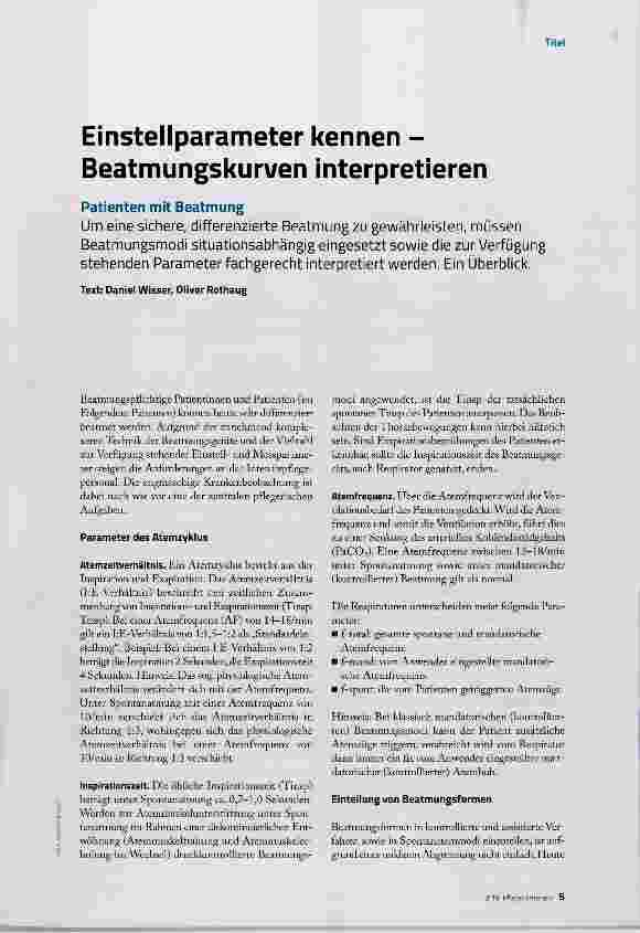 Vorschauseite 2: Einstellparameter kennen Beatmungskurven interpretieren