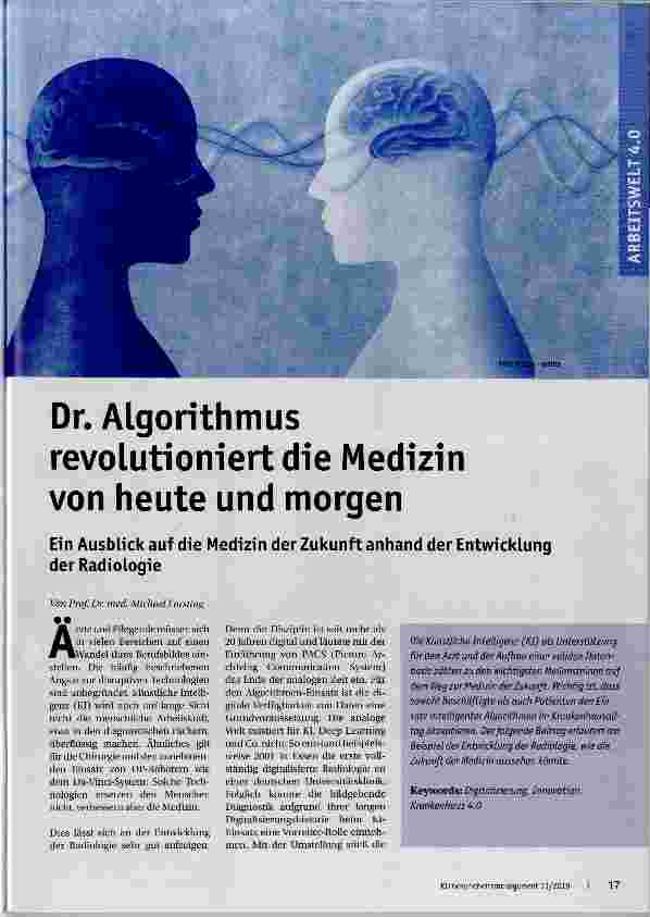 Vorschauseite 1: Dr. Algorithmus revolutioniert die Medizin von heute und morgen