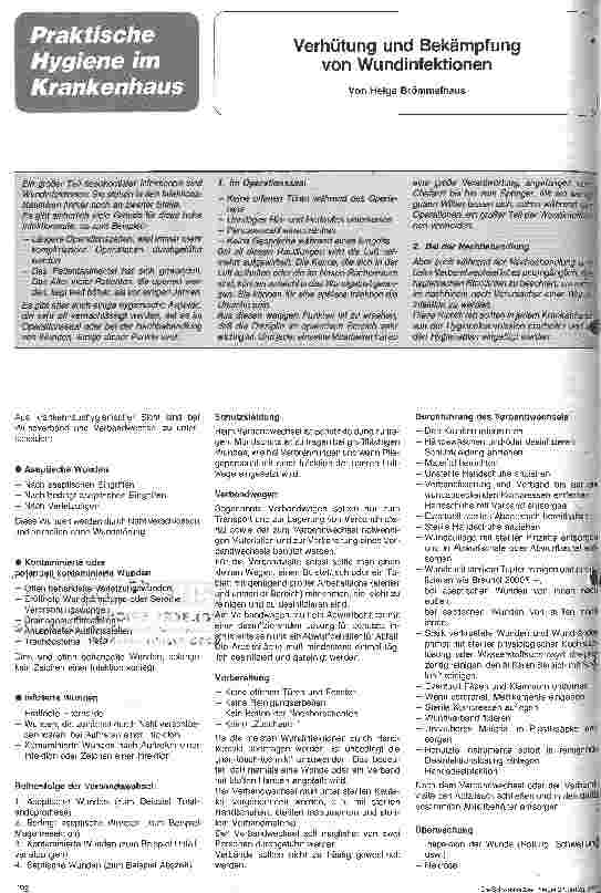 Vorschauseite 1: Verhütung und Bekämpfung von Wundinfektionen