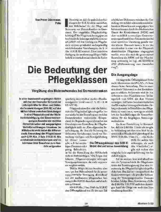 Vorschauseite 1: Die Bedeutung der Pflegeklassen