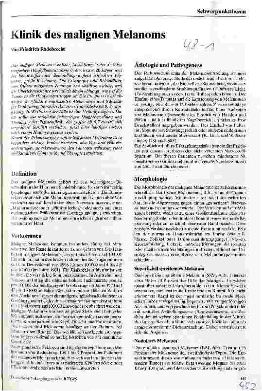 Vorschauseite 1: Klinik des malignen Melanoms