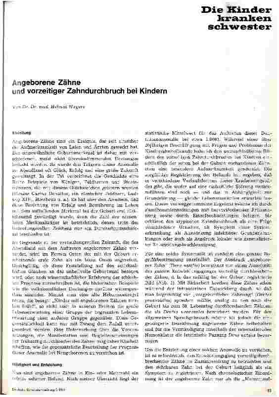 Vorschauseite 1: Angeborene Zähne und vorzeitiger Zahndurchbruch bei Kindern