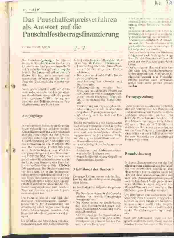 Vorschauseite 1: Das Pauschalfestpreisverfahren als Antwort auf die Pauschalfestbetragsfinanzierung