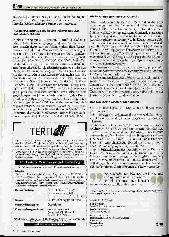 Vorschauseite 4: Das Internet liefert Evidence-Based Medicine in jedes Haus Die Kreiskliniken Ostallgäu steigern die Qualität und senken die Kosten