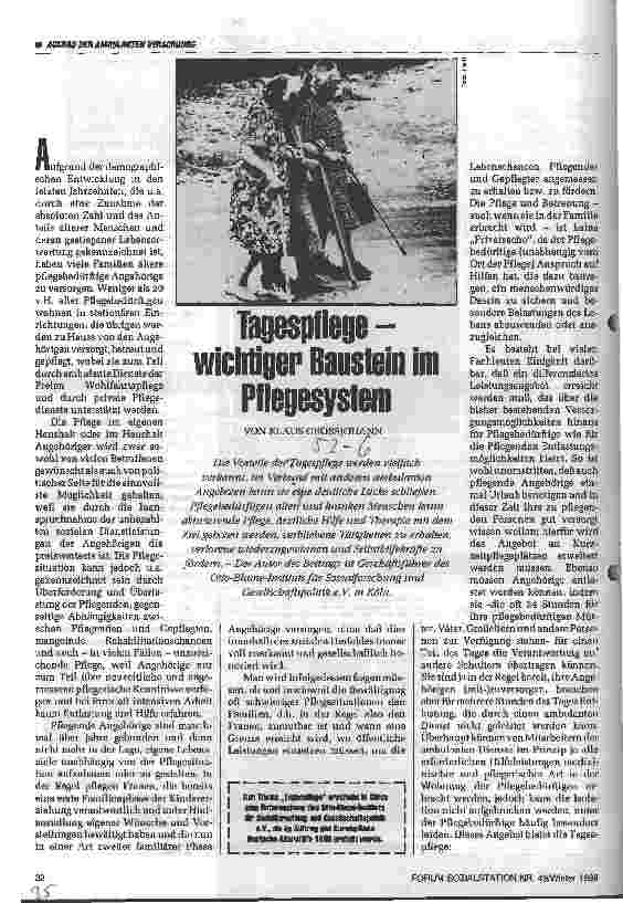 Vorschauseite 1: Tagespflege - wichtiger Baustein im Pflegesystem