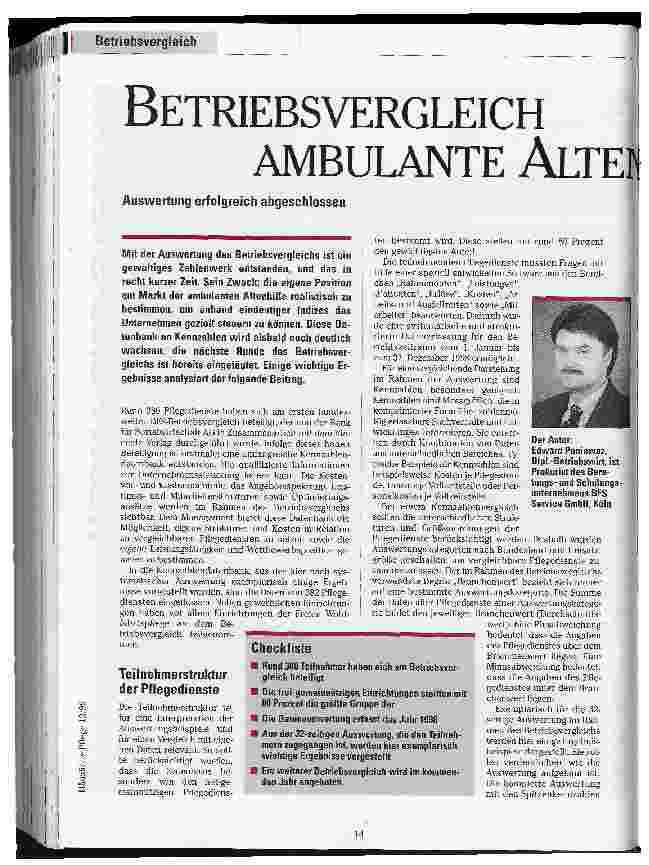 Vorschauseite 1: Betriebsvergleich ambulante Altenhilfe Auswertung erfolgreich abgeschlossen