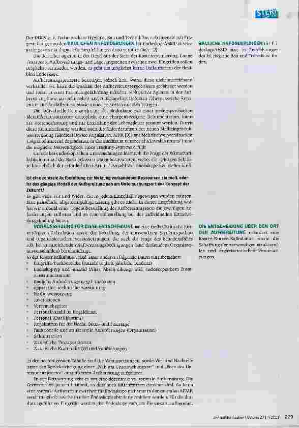 Vorschauseite 2: Aufbereitung Flexibler Endoskope Vorund Nachteile einer AEMP nah am Untersuchungsort oder fern vom Untersuchungsort