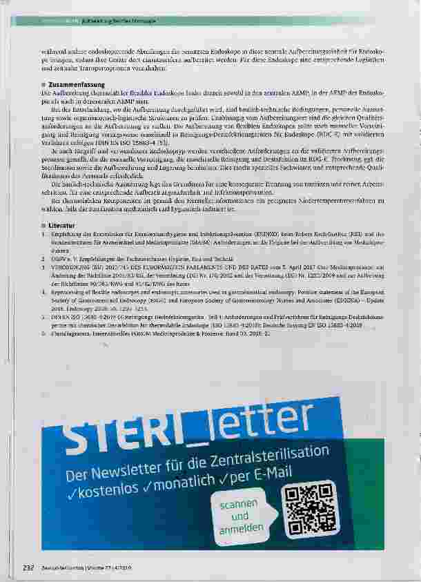 Vorschauseite 5: Aufbereitung Flexibler Endoskope Vorund Nachteile einer AEMP nah am Untersuchungsort oder fern vom Untersuchungsort