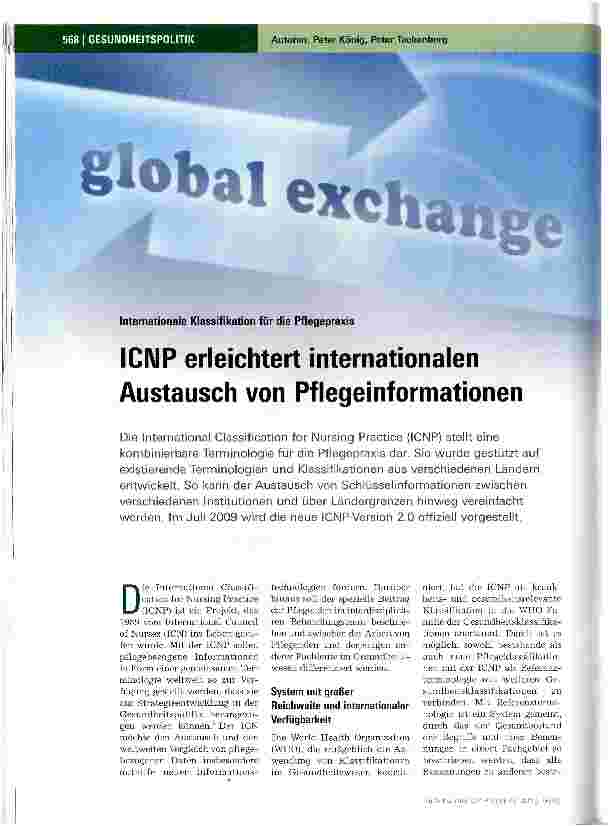 Vorschauseite 1: ICNP erleichtert internationalen Austausch von Pflegeinformationen