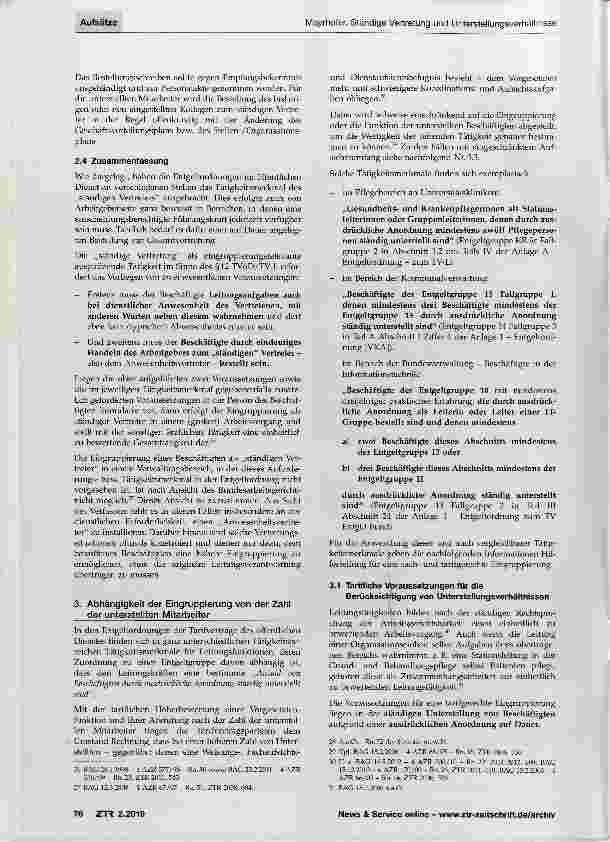 Vorschauseite 4: Ständige Vertretung und Unterstellungsverhältnisse stellen komplexe tarifliche Eingruppierungsmerkmale dar