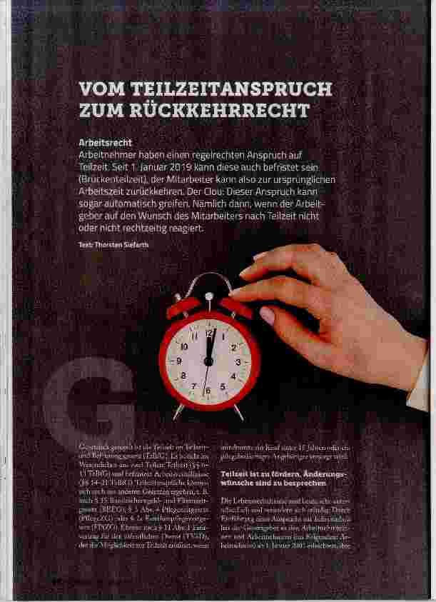 Vorschauseite 1: VOM TEILZEITANSPRUCH ZUM RÜCKKEHRRECHT