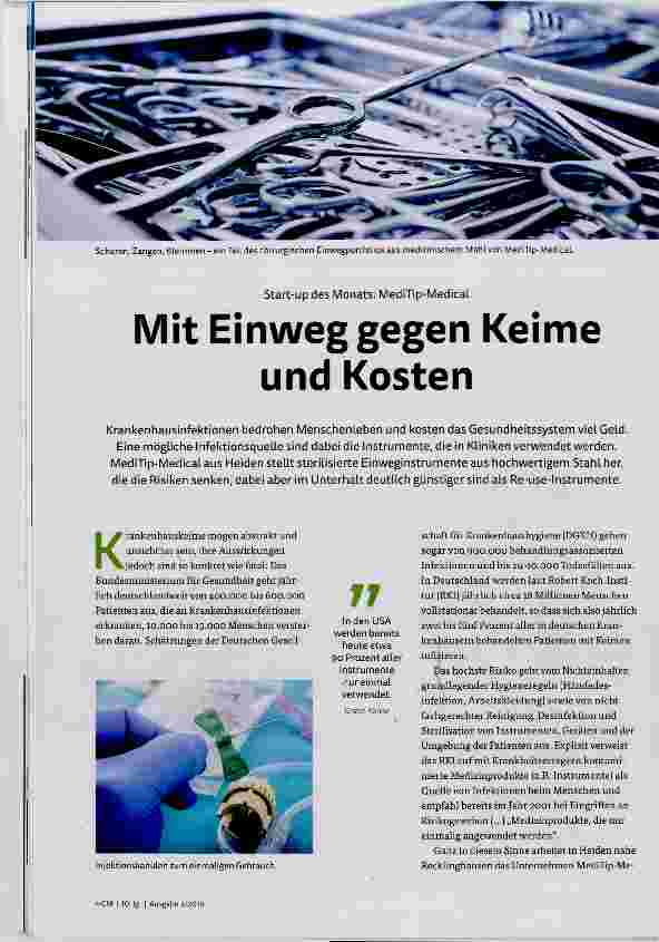 Vorschauseite 1: Mit Einweg gegen Keime und Kosten