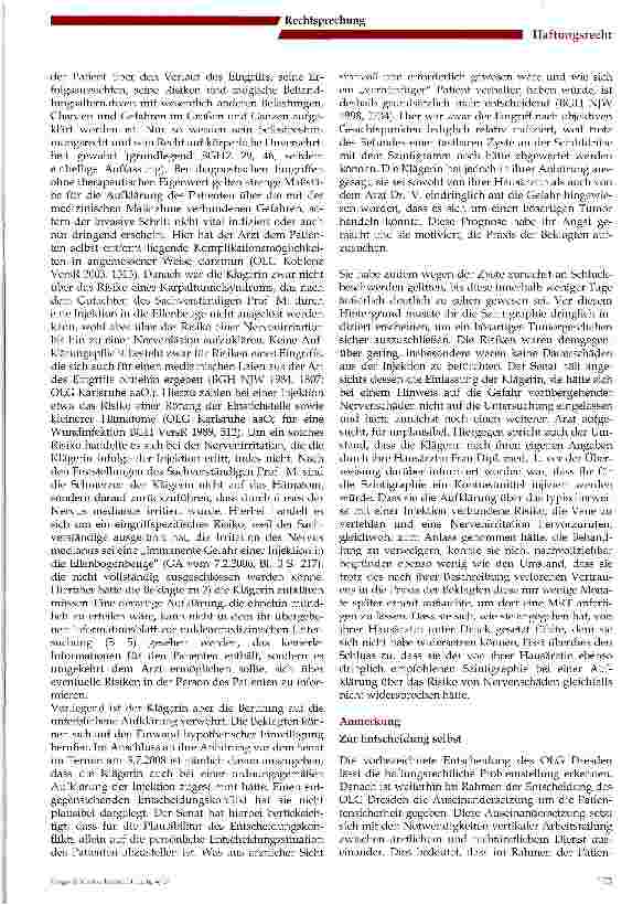 Vorschauseite 4: Kein Behandlungsfehler bei Übertragung von Injektionen auf MTA