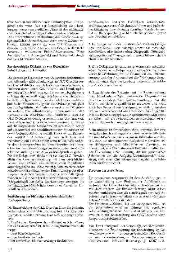 Vorschauseite 5: Kein Behandlungsfehler bei Übertragung von Injektionen auf MTA