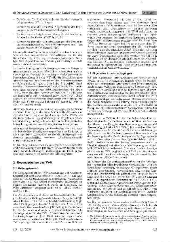 Vorschauseite 2: Der Tarifvertrag für den öffentlichen Dienst des Landes Hessen (TV-H)