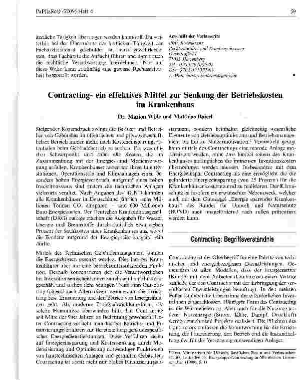 Vorschauseite 1: Contractingein effektives Mittel zur Senkung der Betriebskosten im Krankenhaus