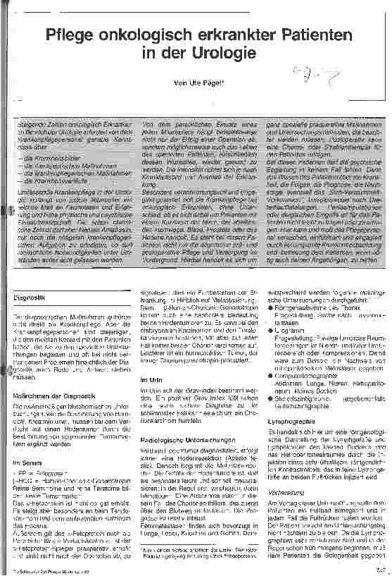 Vorschauseite 1: Pflege onkologisch erkrankter Patienten in der Urologie