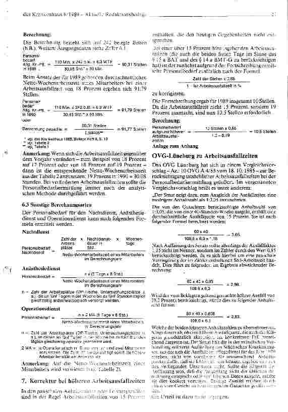 Vorschauseite 3: Berechnungshilfen zur Ermittlung des Personalbedarfs aufgrund verkürzter Wochenarbeitszeit und alternativer Arbeitsausfallzeiten