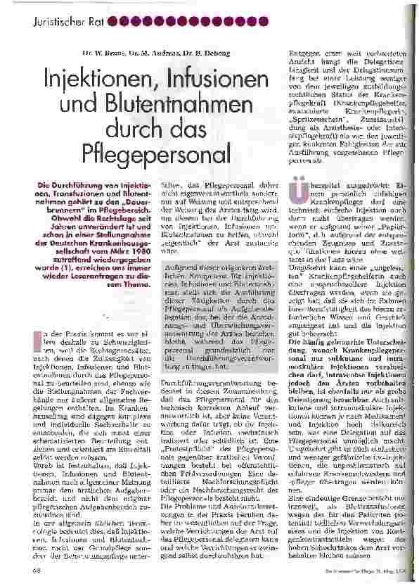 Vorschauseite 1: Injektionen, Infusionen und Blutentnahmen durch das Pflegepersonal