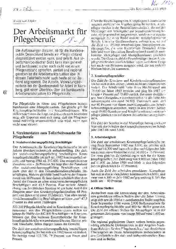 Vorschauseite 1: Der Arbeitsmarkt für Pflegeberufe