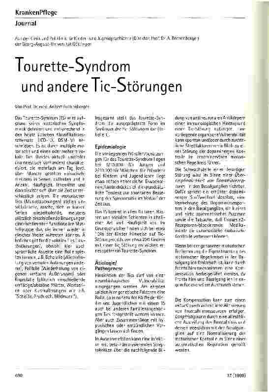 Vorschauseite 1: Tourette-Syndrom und andere Tic-Störungen