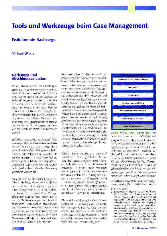 Vorschauseite 1: Tools und Werkzeuge beim Case ManagementEvaluierende Nachsorge