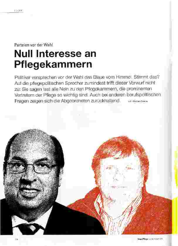 Vorschauseite 1: Null Interesse an Pflegekammern