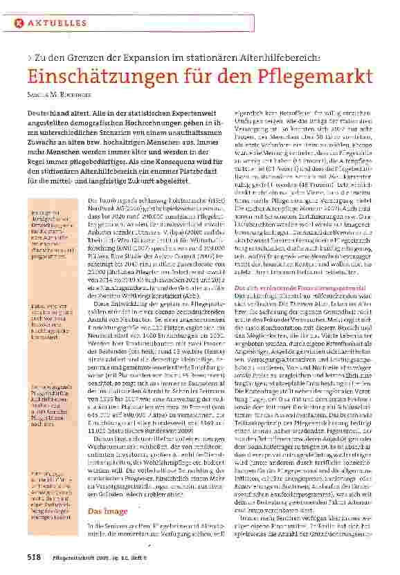 Vorschauseite 1: Einschätzungen für den Pflegemarkt