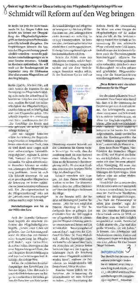 Vorschauseite 1: Schmidt will Reform auf den Weg bringen